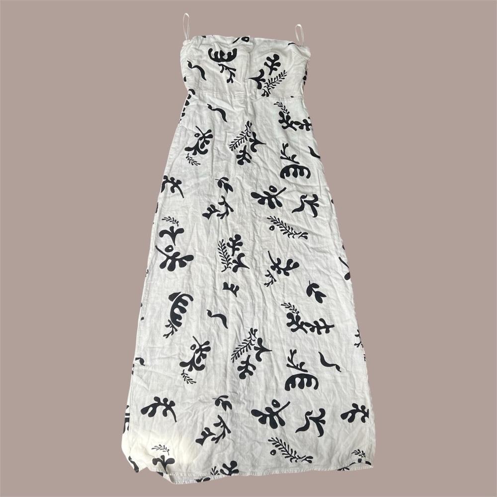 White and Black Floral Maxi Dress